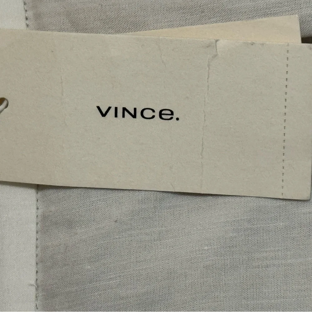VINCE Linen Classic White Cropped Crop Pants 8 Designer Work Vacation Timeless
